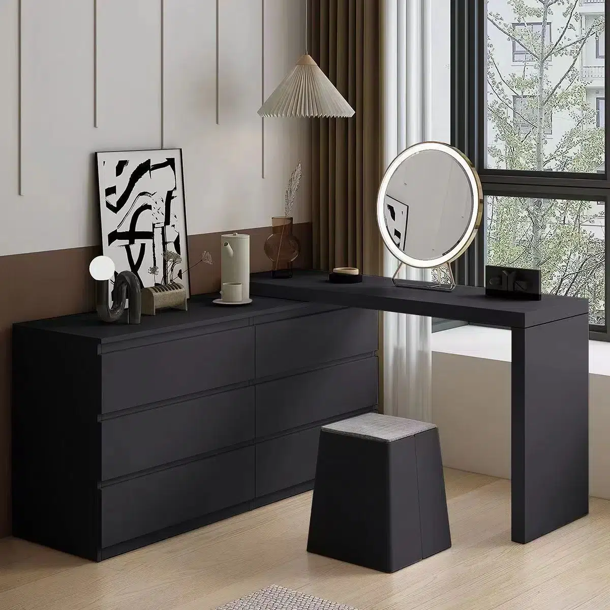 Cosmetic Table Corner Dressing Table Bedroom Modern Minimalist Desk Vanity One Light Luxury Premium Six drawer