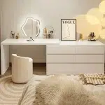 Mirror Led Lights Dressing Table Drawer Women Chair Makeup Dressing Table Bedroom White Comodas Con Cajones