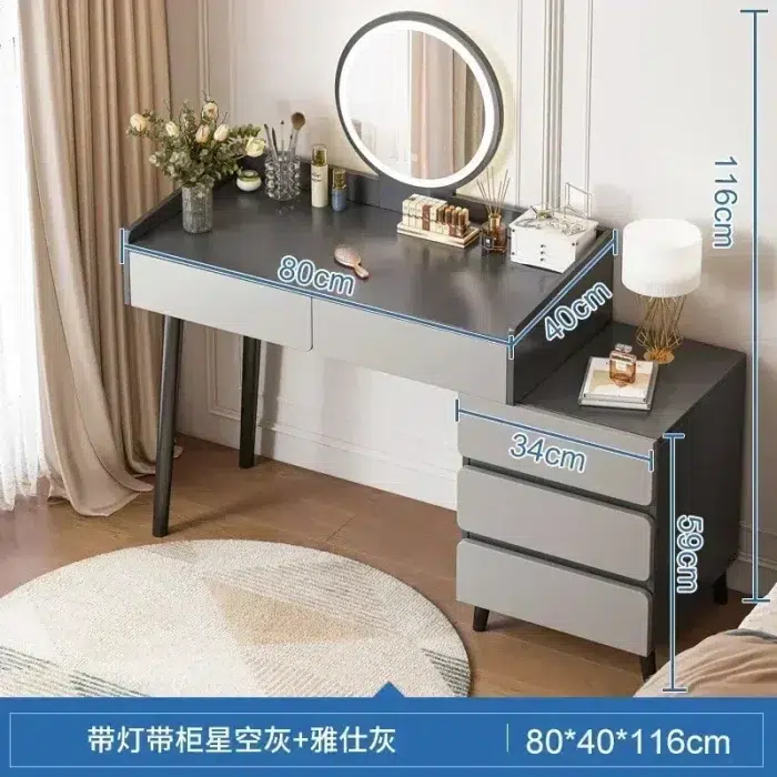 SH Aoliviya Official Dressing Table Bedroom Simple Modern Italian Makeup Cabinet Bedside Table Makeup Table Mirror 5