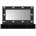 Glamorous Black Wooden Wall Dressing Table With LED3