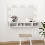 LED White Wooden Wall Dressing Table