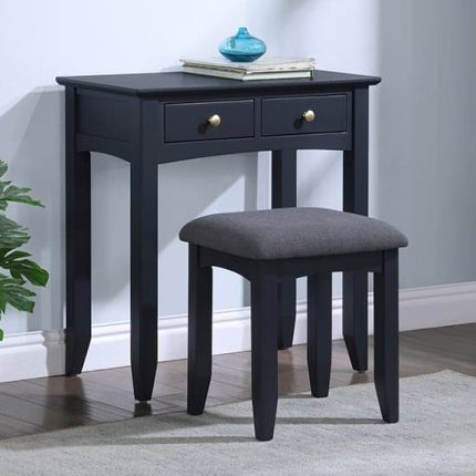 Modern Off Black Wooden with Stool Dressing Table