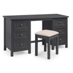 Sleek Anthracite Wooden Dressing Table with 6 Drawers2