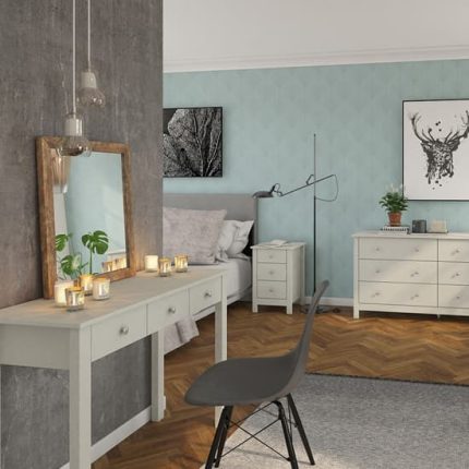 Soft Grey Wooden 3 Drawer Dressing Table 5