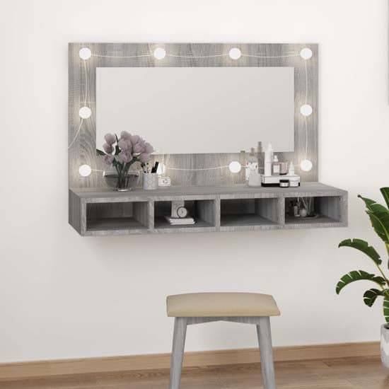 Wooden Grey Sonoma Oak Effect With LED Lights Dressing Table