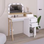 Elegant Oak Effect Dressing Table in White 2