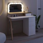 Elegant Oak Effect Dressing Table in White 5