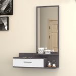 Modern Dressing Table With Mirror In Grey White Color