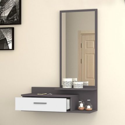 Modern Dressing Table With Mirror In Grey White Color 2